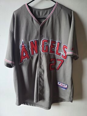 Mike Trout Angels Authentic Jersey 50 Majestic Grey Stitched MLB Los Angeles XL